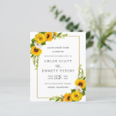 Budget Sunflower Floral Rustic Wedding Invitation (Staand voorkant)