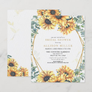 Budget Sunflower Gold Bridal Shower Invitation