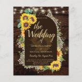 BUDGET Sunflower Lights Lace Wedding INVITE (Voorkant)