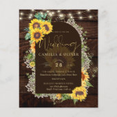BUDGET Sunflower Lights Lace Wedding INVITE (Voorkant)