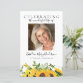 BUDGET Sunflower Photo Memorial Service Programme (Staand voorkant)