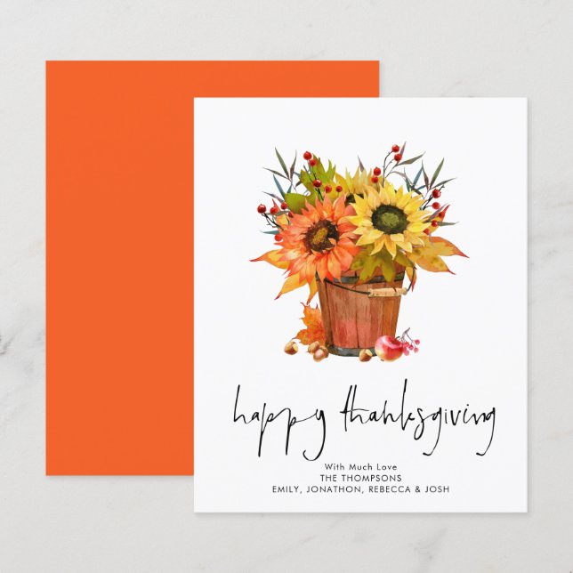 Budget Sunflower Red Berries Happy Thanksgiving (Voorkant / Achterkant)