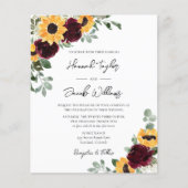 Budget Sunflower Rustic Wedding met RSVP Uitnodigi (Voorkant)