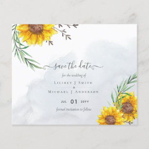 Budget Sunflower Rustic Woodland Garden Save Date Flyer