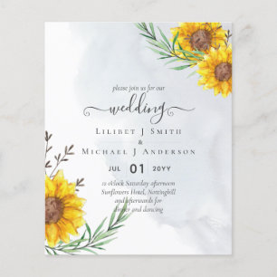 Budget Sunflower Rustic Woodland Garden Wedding Flyer