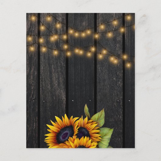 Budget sunflower rustige country bruiloft uitnodig flyer (Achterkant)