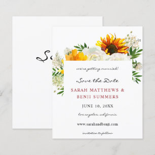 Budget Sunflower & W Floral Artsy Save the Date 2