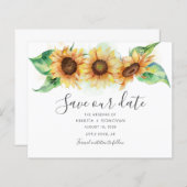 Budget Sunflower Waterverf Wedding Save the Date (Voorkant / Achterkant)