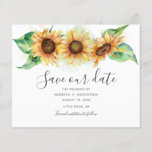 Budget Sunflower Waterverf Wedding Save the Date