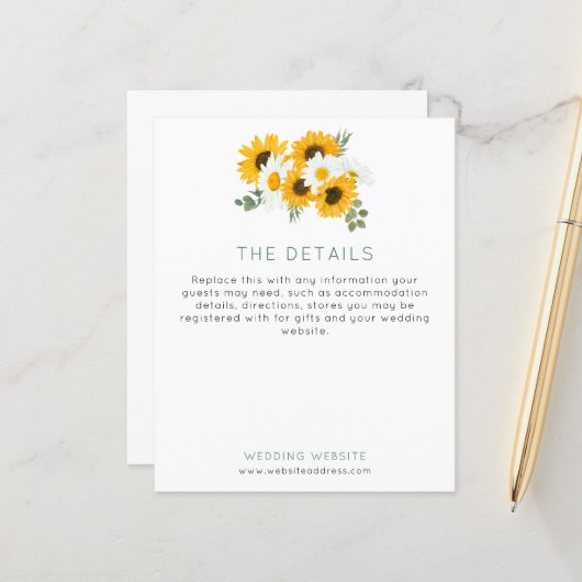 Budget Sunflower Wedding Details Enclosure (Voorkant / Achterkant in situ)