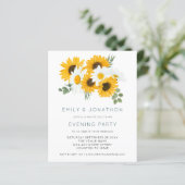 Budget Sunflower Wedding Evening Party Invite (Staand voorkant)