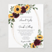 Budget Sunflower Wedding QR Code RSVP Uitnodiging (Voorkant)