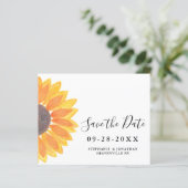 Budget Sunflower Wedding Save the Date Kaart (Staand voorkant)