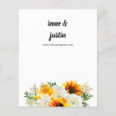 Budget Sunflower & White Rose Floral Wedding Flyer (Achterkant)