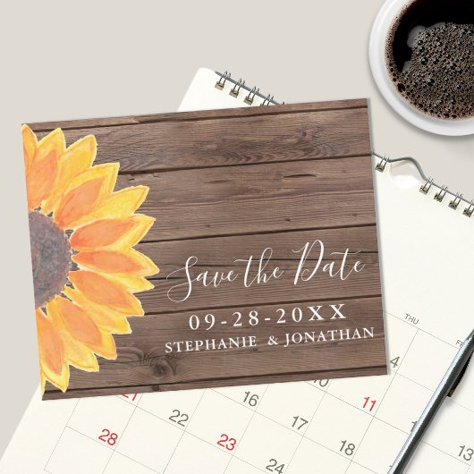 Budget Sunflower Wood Wedding Enregistrer La Carte