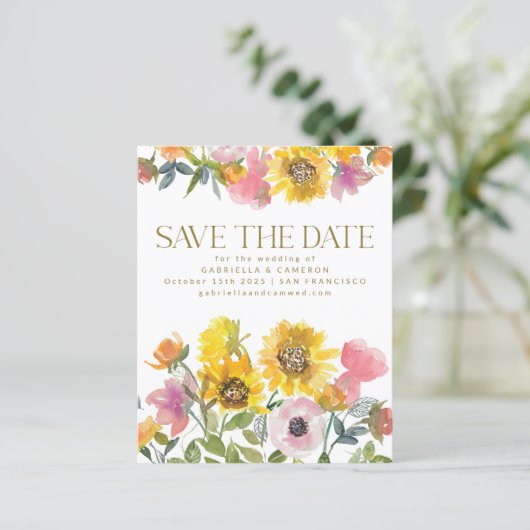 Budget Sunflower Yellow Waterverf behalve datum (Staand voorkant)