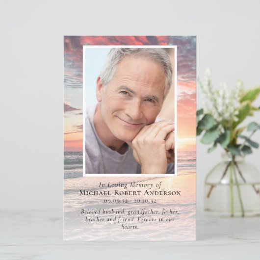 BUDGET Sunset Photo Memorial Service Programme (Staand voorkant)