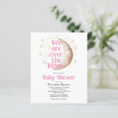 Budget sur la carte de Baby shower fille rose lune (Debout devant)
