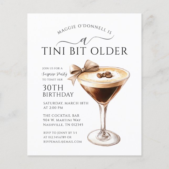 BUDGET SURPRISE PARTY Tini Bit Older Martini 30e (Voorkant)