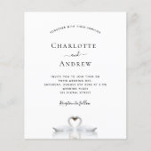 Budget swan-koppel uitnodiging voor witte bruiloft (Voorkant)