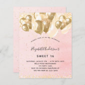 Budget Sweet 16 blush roze goudballonnen (Voorkant / Achterkant)