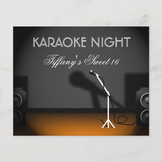 Budget Sweet 16 karaoke night party Invitation (Voorkant)