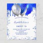 Budget Sweet 16 Koninklijke Blauwe Witte uitnodigi (Voorkant)