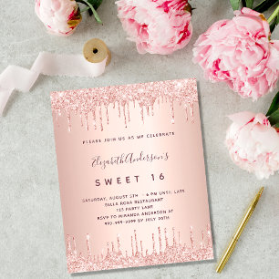 BUDGET Sweet 16 roos goud glitter roze verjaardag
