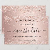 Budget Sweet 16 roze gouden glitters save the date (Voorkant / Achterkant)