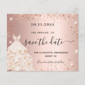 Budget Sweet 16 roze gouden jurk save the date (Voorkant)