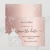 Budget Sweet 16 roze zilveren jurk save the date (Voorkant / Achterkant)