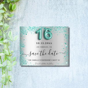 Budget Sweet 16 Silver blauwgroen glitter behalve