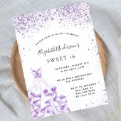 Budget Sweet 16 violet-white-kledinguitnodiging