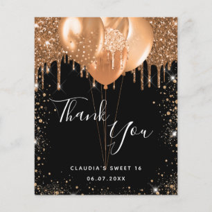 Budget Sweet 16 zwarte goudglitter bedankt