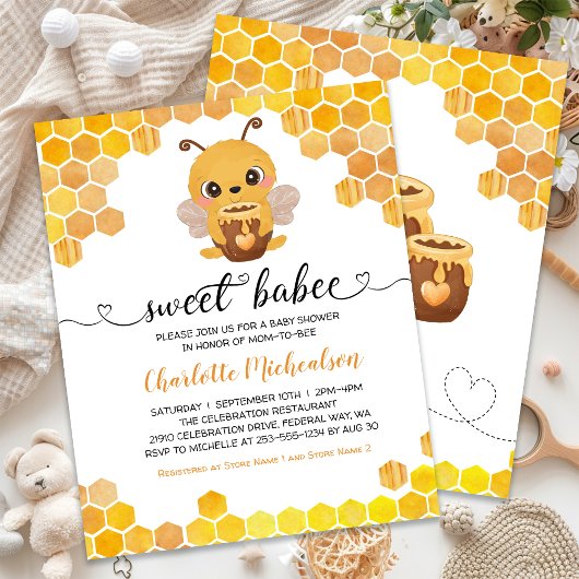 BUDGET Sweet Bee Baby shower Neutral Invitation