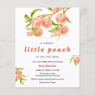 Budget Sweet Little Peach Fruit Baby shower Uitnod Flyer
