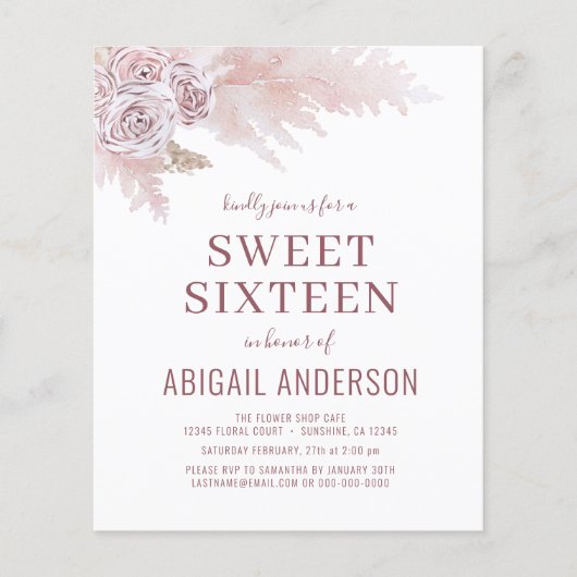 Budget Sweet Sixteen Boho Chic Birthday Flyer (Voorkant)