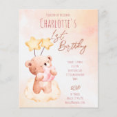 Budget Sweet teddybeer verjaardagsfeest sjabloon (Voorkant)