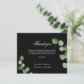 Budget Sympathe noir eucalyptus carte de remerciem (Debout devant)