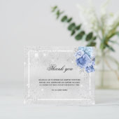 Budget Sympathie zilveren blauwe foto bedankt (Staand voorkant)