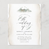 Budget Tan Waterverf Leaves & Mountain Wedding (Voorkant)