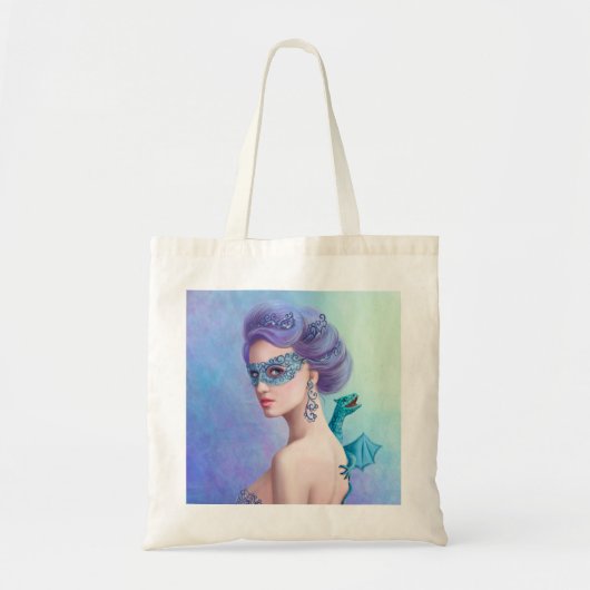 Budget Tas Fantasy wintervrouw en blauwe draak (Voorkant)