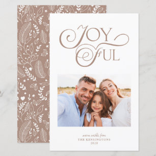 Budget Taupe Tan Pattern Joyful Kerstfoto