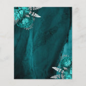 Budget Teal Argent Floral Mariage Carte de Préavis (Dos)
