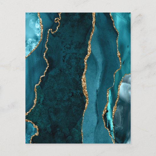 Budget Teal Blauwe Agaat Script Trouw Uitnodiging (Achterkant)