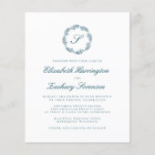 Budget Teal Blauwe Monogram Krans QR Code Huwelijk (Voorkant)