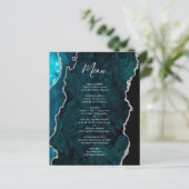 Budget Teal Blue Silver Agate Wedding Menu (Debout devant)