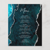 Budget Teal Blue Silver Agate Wedding Menu (Devant)