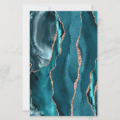 Budget Teal Rose Gold Agate Wedding Invitation (Achterkant)