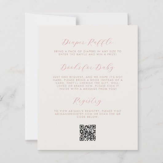 Budget Teddybeer Roze Meisje QR Code Baby shower (Achterkant)
